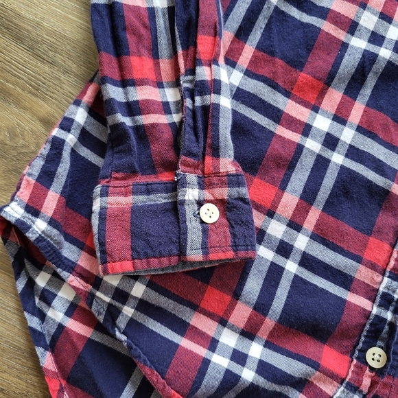 Per Se Button Down Shirt Women Small Red Plaid Long Sleeve Collared Blouse Soft - Picture 4 of 9